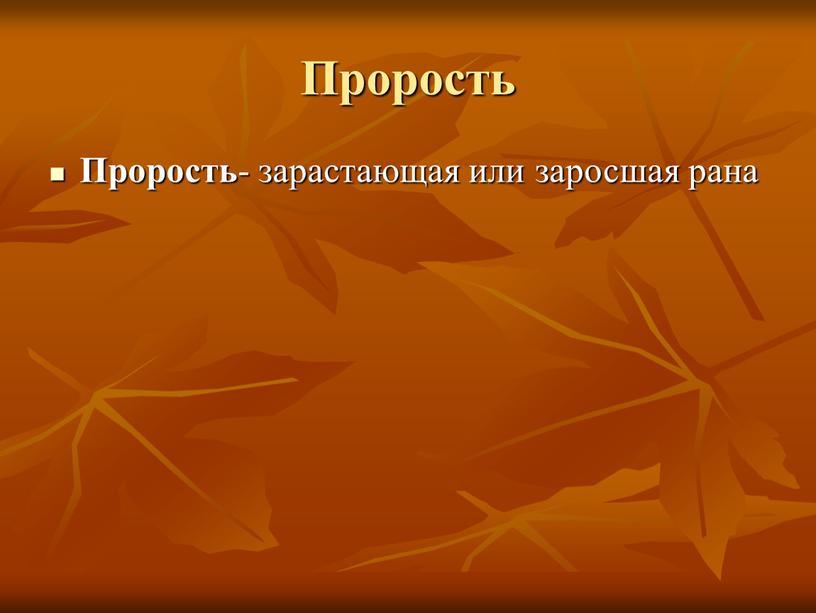 Прорость Прорость - зарастающая или заросшая рана