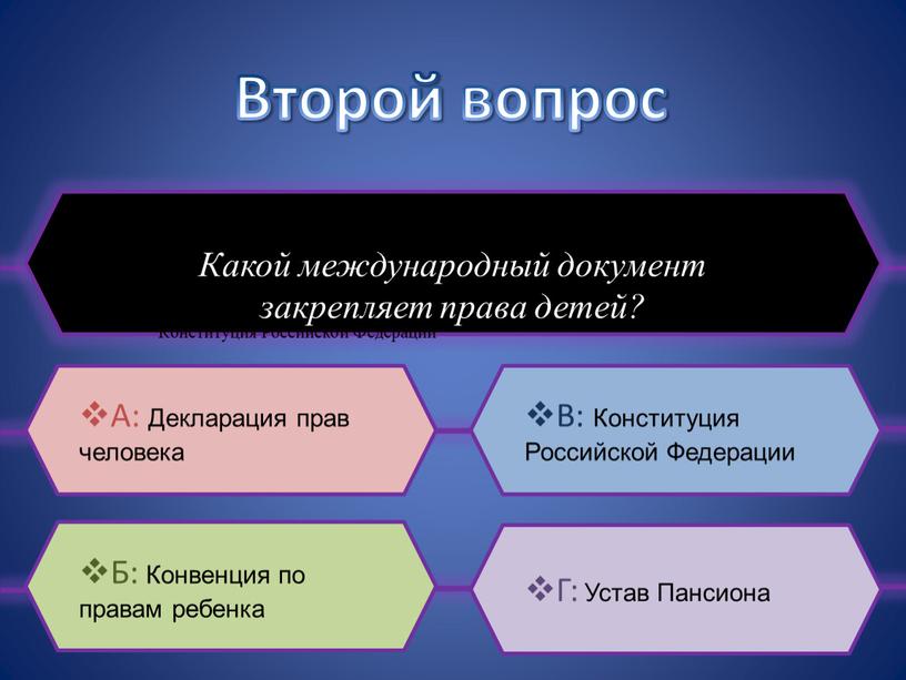 Второй вопрос Какой международный документ закрепляет права детей?