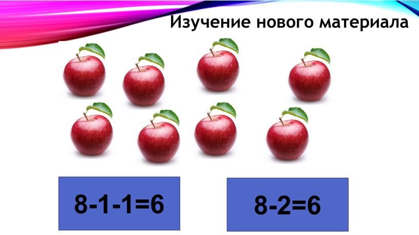 8-1-1=6 8-2=6 Изучение нового материала