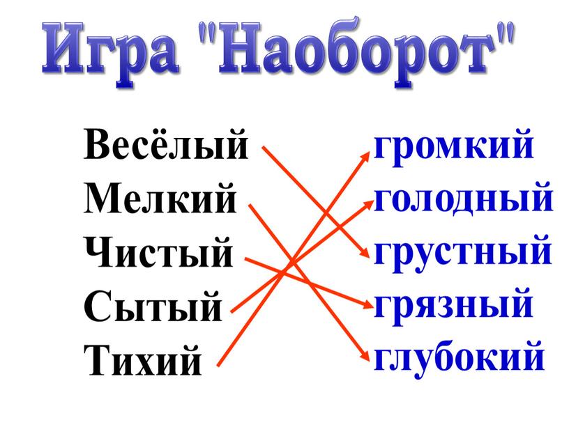 Игра "Наоборот" Весёлый Мелкий