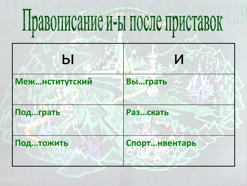 Меж…нститутский Вы…грать Под…грать