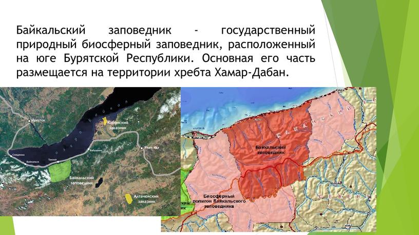 Байкальский заповедник - государственный природный биосферный заповедник, расположенный на юге
