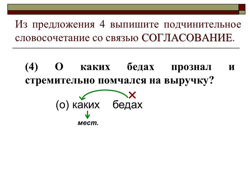 Из предложения 4 выпишите подчинительное словосочетание со связью