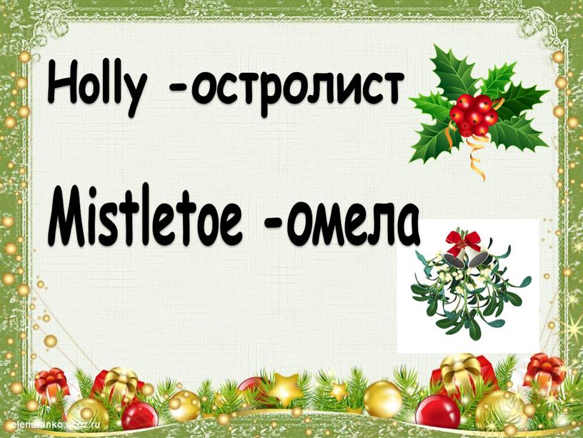 Holly -остролист Mistletoe -омела