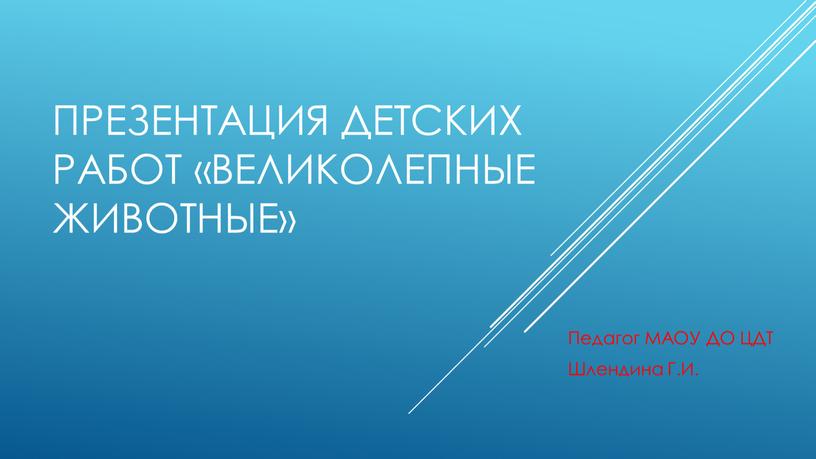 Презентация детских работ «Великолепные животные»