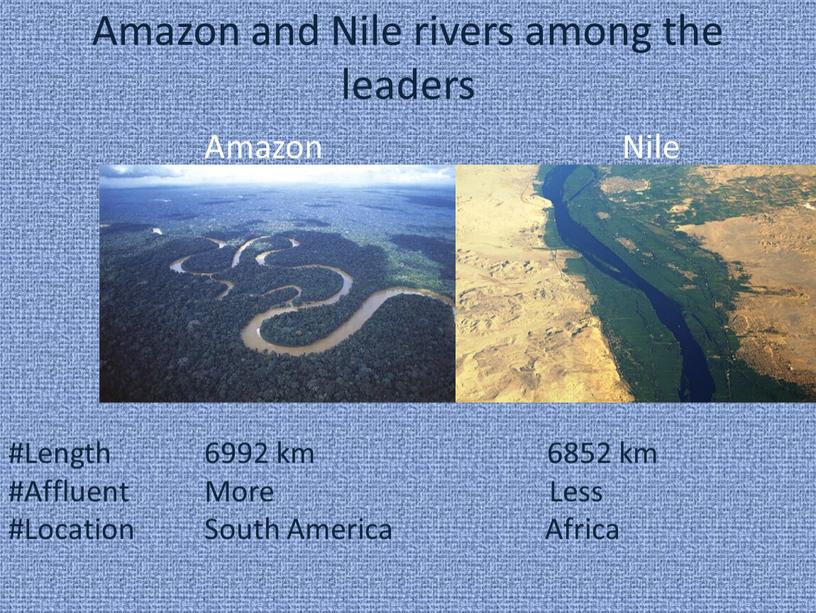 Amazon and Nile rivers among the leaders