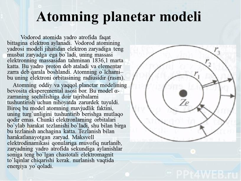 Atomning planetar modeli