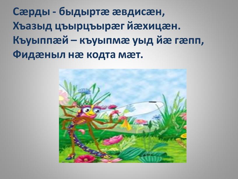 Сӕрды - быдыртӕ ӕвдисӕн, Хъазыд цъырцъырӕг йӕхицӕн