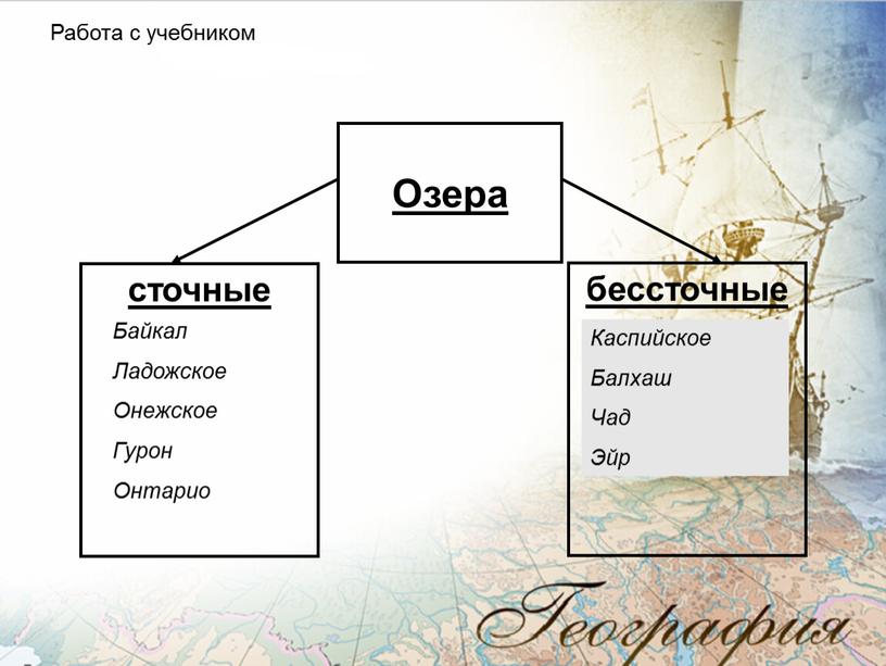 Озера бессточные Работа с учебником