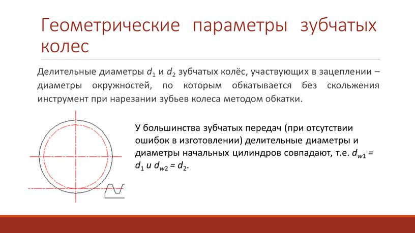 Геометрические параметры зубчатых колес