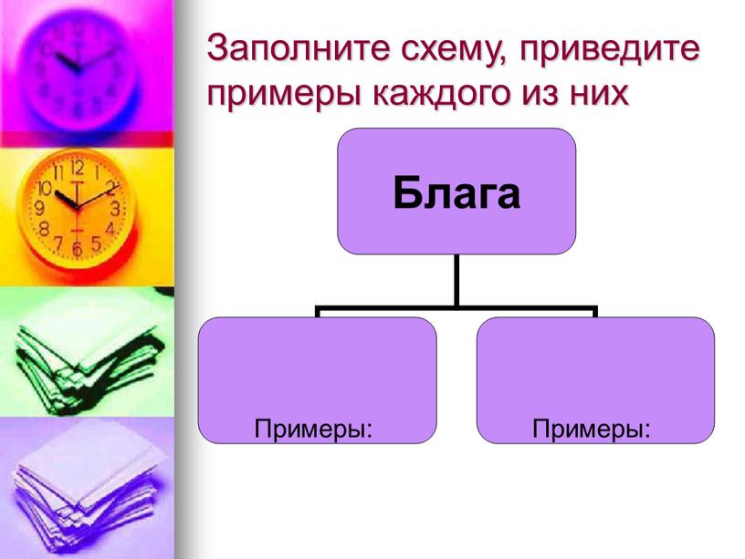 Заполните схему, приведите примеры каждого из них