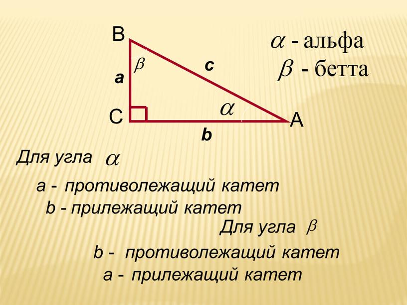 b - противолежащий катет