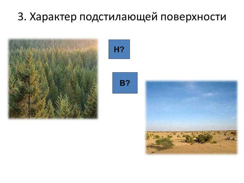 Характер подстилающей поверхности