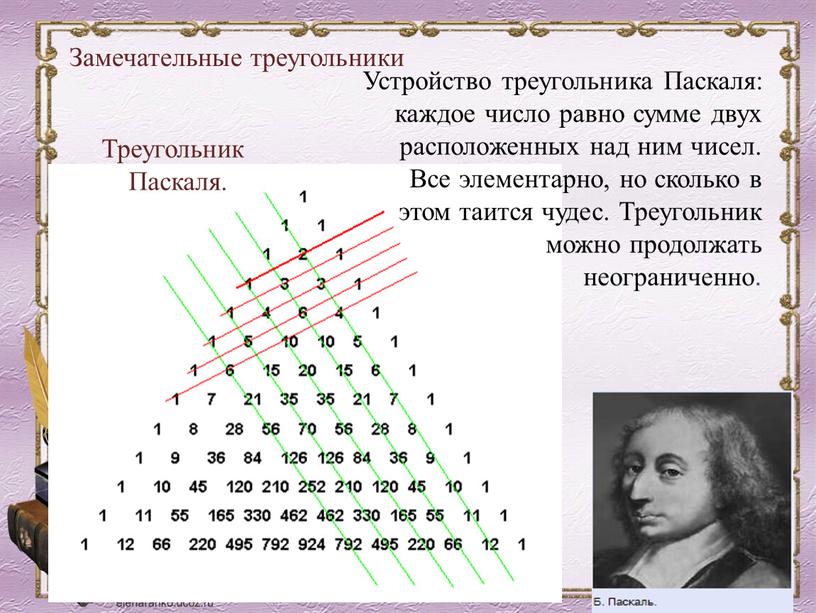 Запиши ряд чисел который должен составлять нижнюю строку на рисунке треугольник паскаля