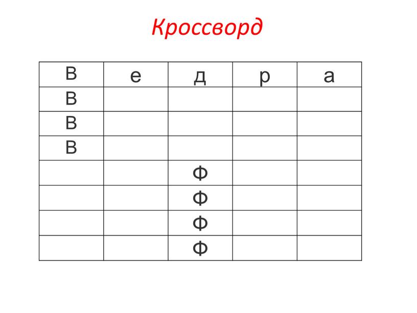 Кроссворд В е д р а Ф