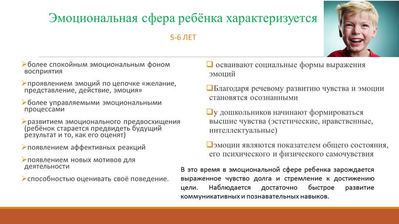 Эмоциональная сфера ребёнка характеризуется осваивают социальные формы выражения эмоций