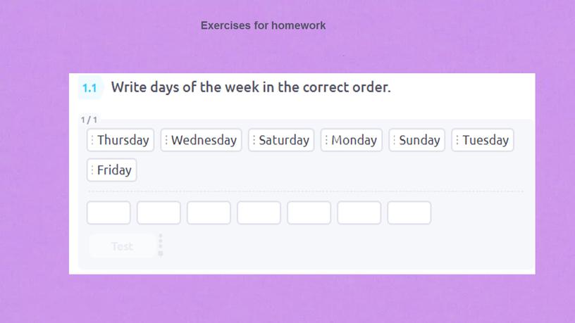 Exercises for homework