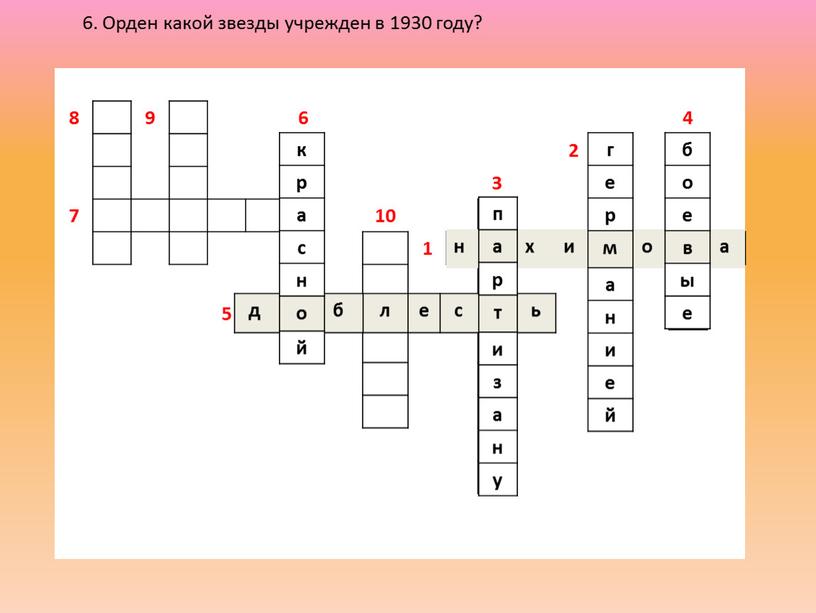 Орден какой звезды учрежден в 1930 году? б о е в ы е г е р м а н и е й к р а…