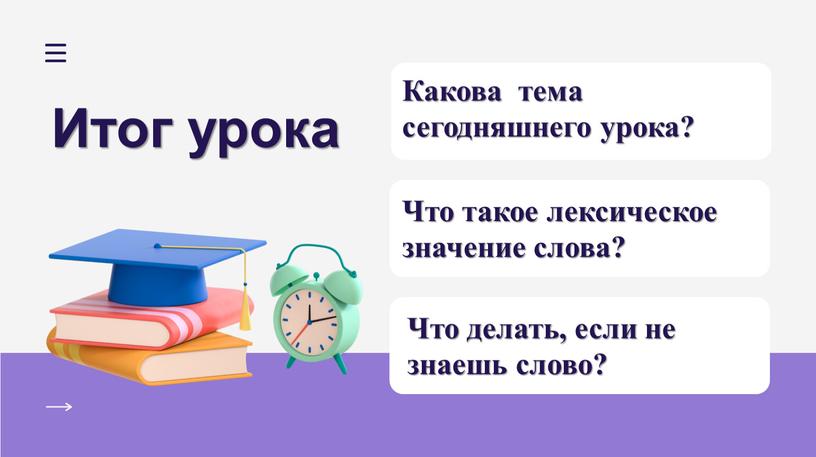 Итог урока Какова тема сегодняшнего урока?