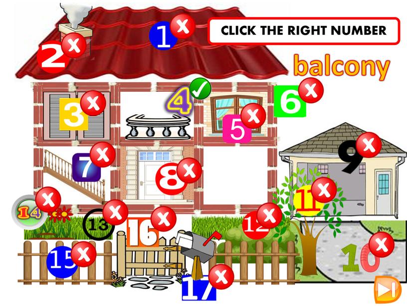 CLICK THE RIGHT NUMBER balcony