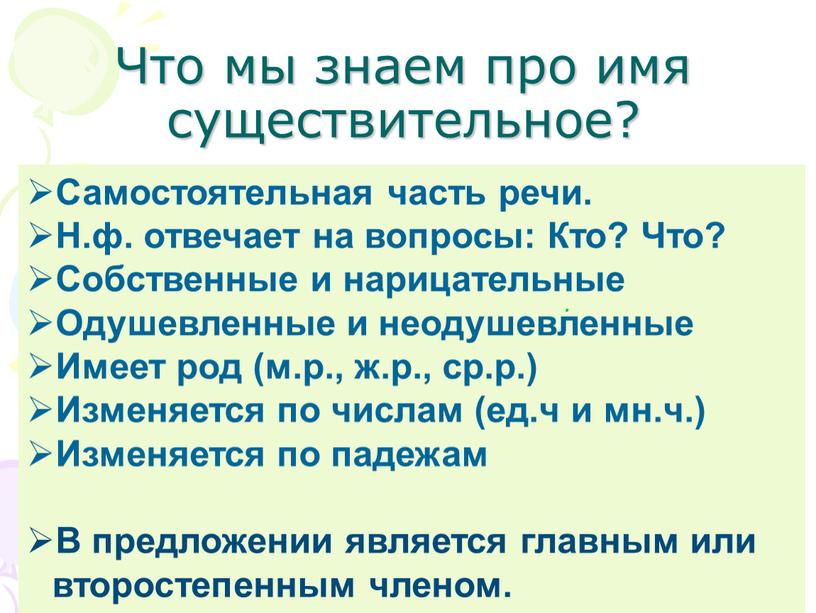 Что мы знаем про имя существительное?