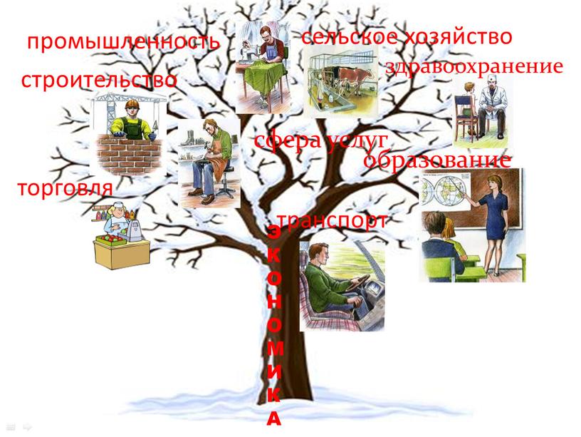 промышленность сельское хозяйство торговля строительство транспорт образование сфера услуг здравоохранение Э К ОНОМИ К А