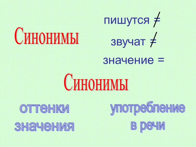 Синонимы значение = звучат =