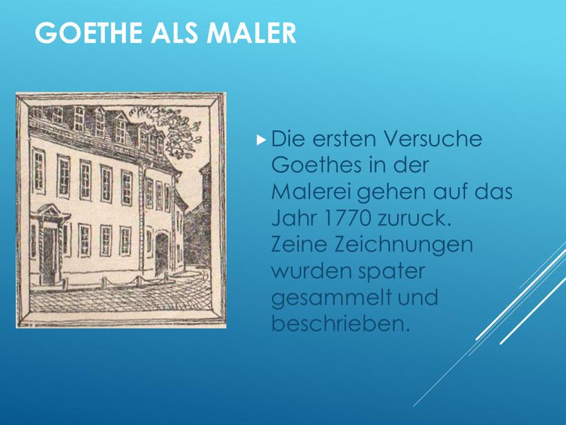 GOETHE ALS MALER Die ersten Versuche