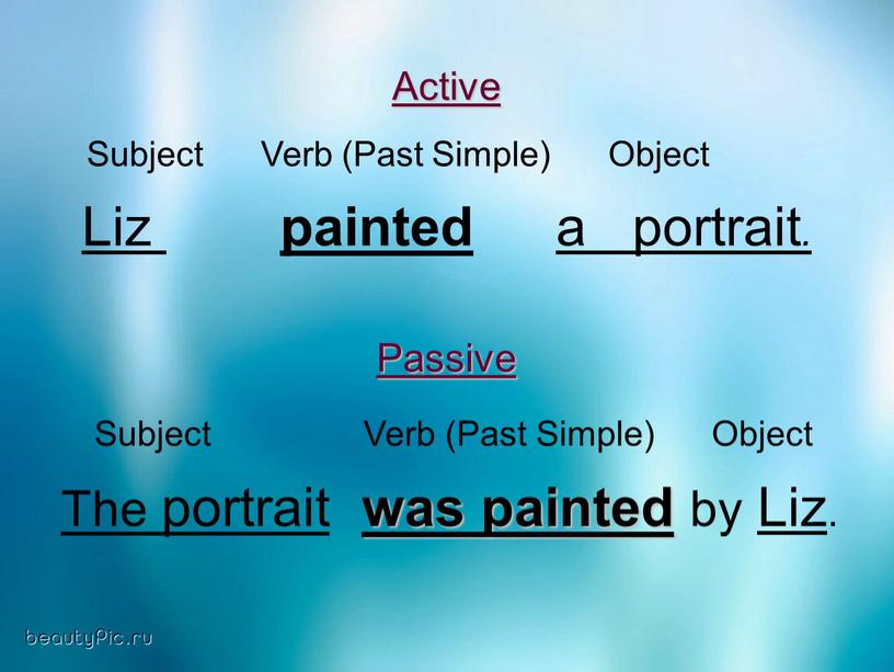 Active Subject Verb (Past