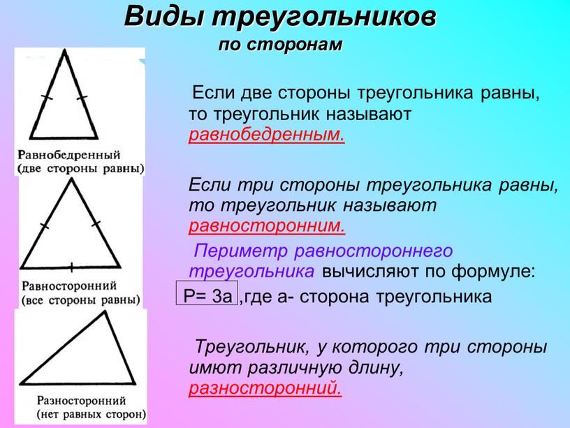 Виды треугольников по сторонам