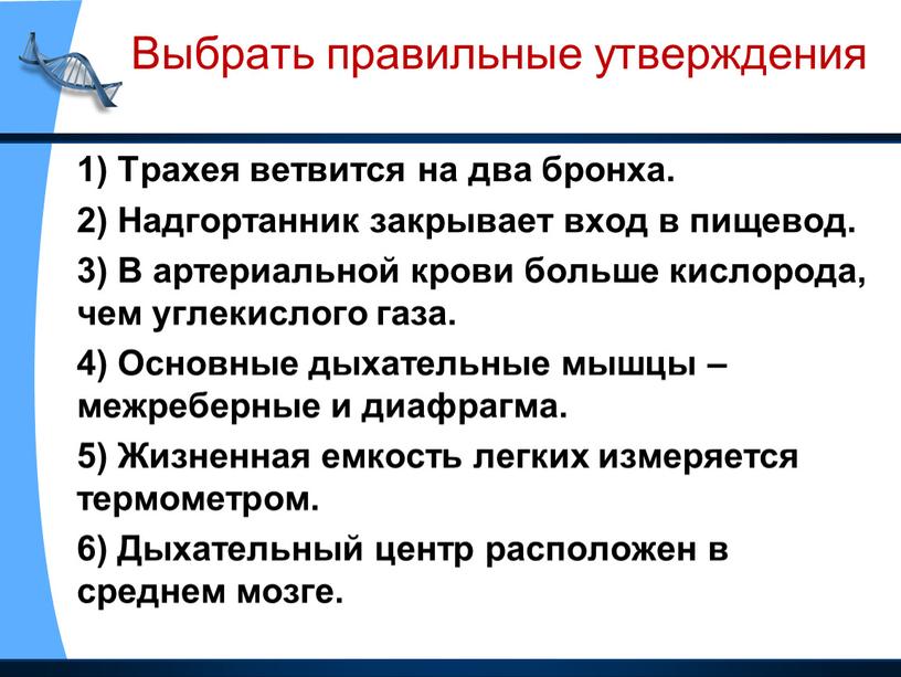 Выбрать правильные утверждения 1)