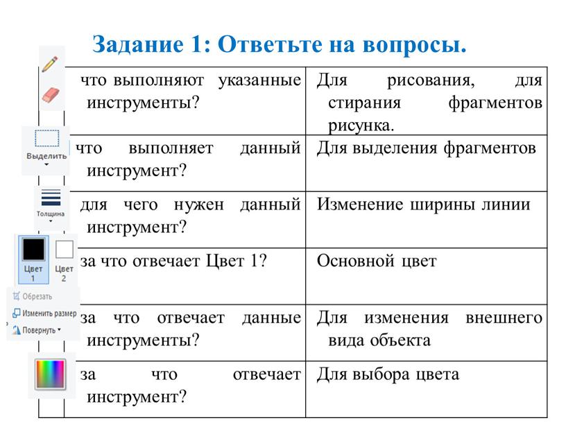 Задание 1: Ответьте на вопросы