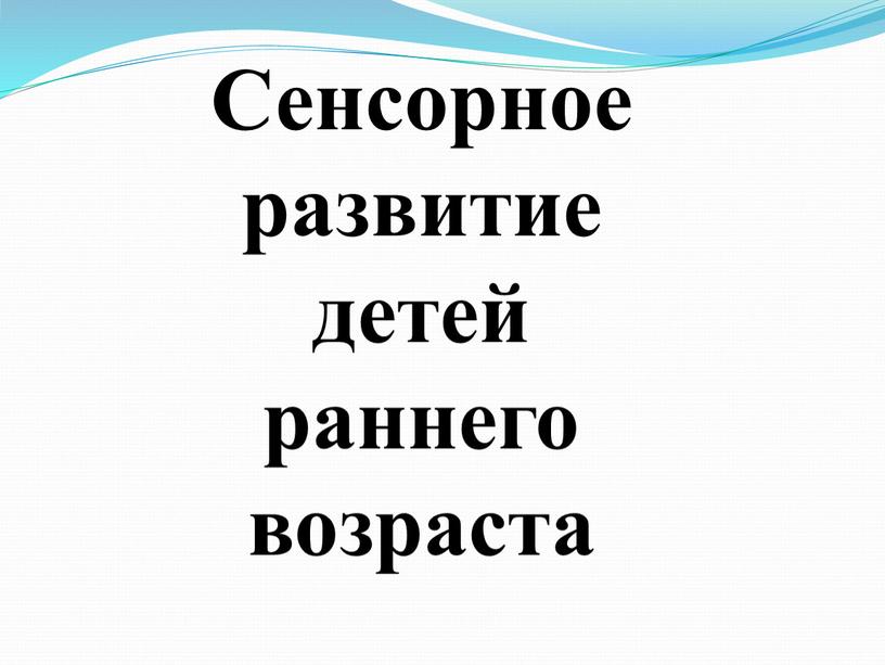 Сенсорное развитие детей раннего возраста