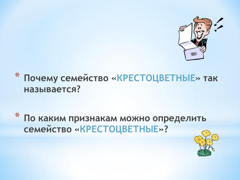 Почему семейство «КРЕСТОЦВЕТНЫЕ» так называется?