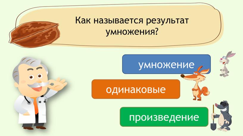 Как называется результат умножения? умножение одинаковые произведение