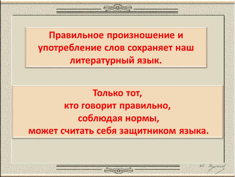 Правильное произношение и употребление слов сохраняет наш литературный язык