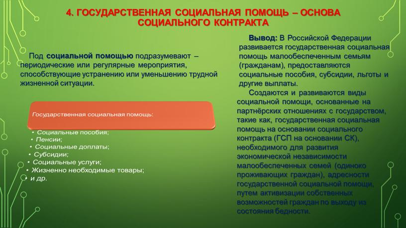 Государственная социальная помощь – основа социального контракта