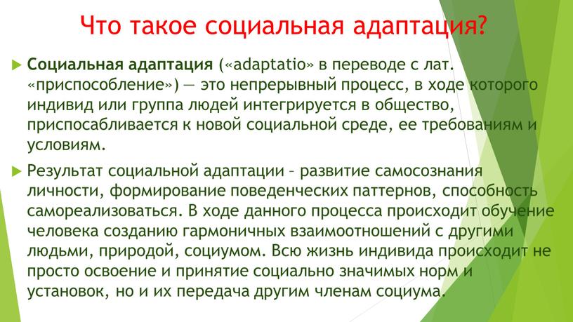 Что такое социальная адаптация?