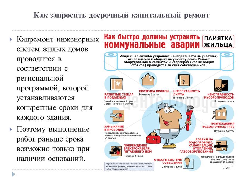 Как запросить досрочный капитальный ремонт