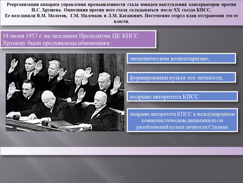 Реорганизация аппарата управления промышленности стала поводом выступления консерваторов против