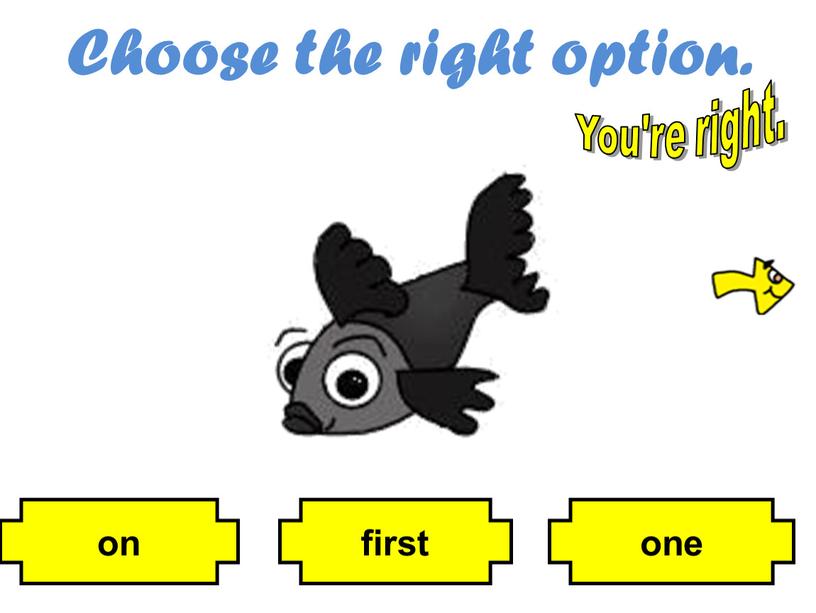 Choose the right option. first one on