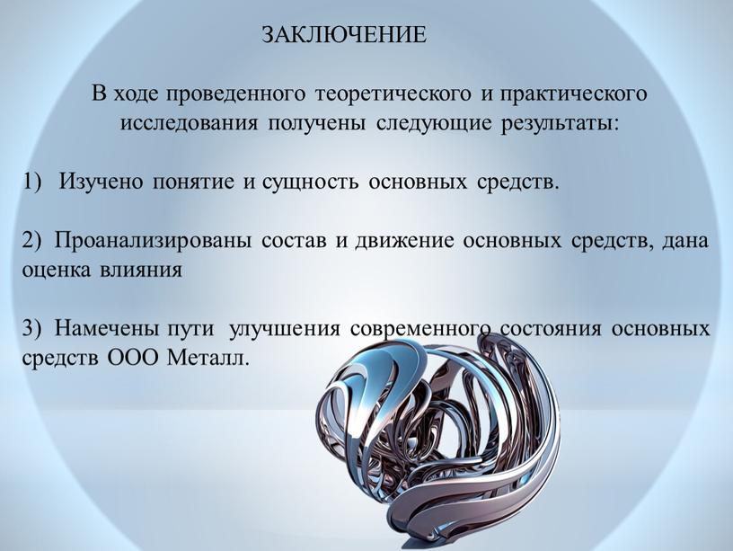 ЗАКЛЮЧЕНИЕ В ходе проведенного теоретического и практического исследования получены следующие результаты: