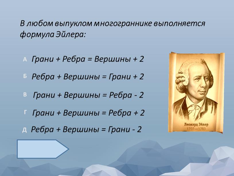 В любом выпуклом многограннике выполняется формула