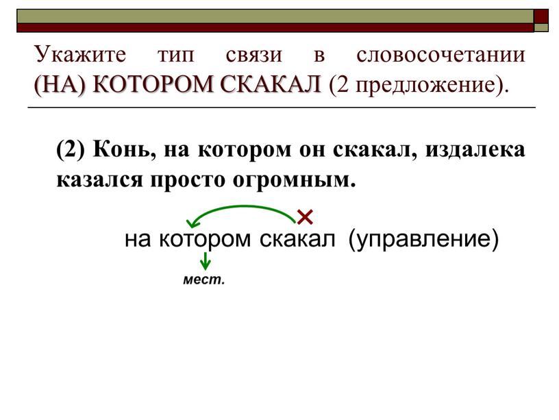 Укажите тип связи в словосочетании (НА)