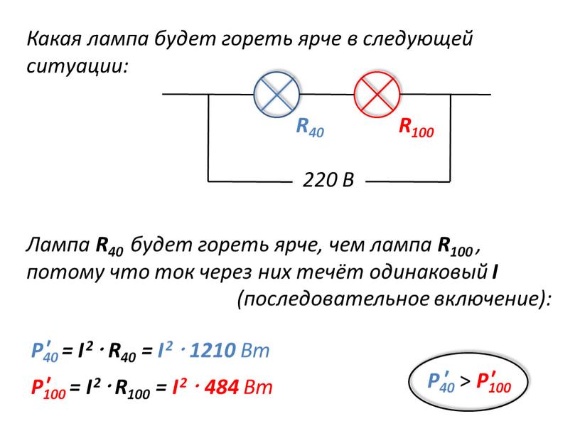 P100 = I 2‧ R100 = I 2 ‧ 484 Вт ʹ