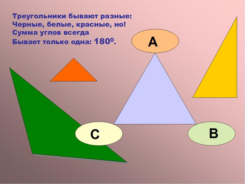 Конспект открытого урока по геометрии в 7 классе по теме:  «Сумма углов треугольника».