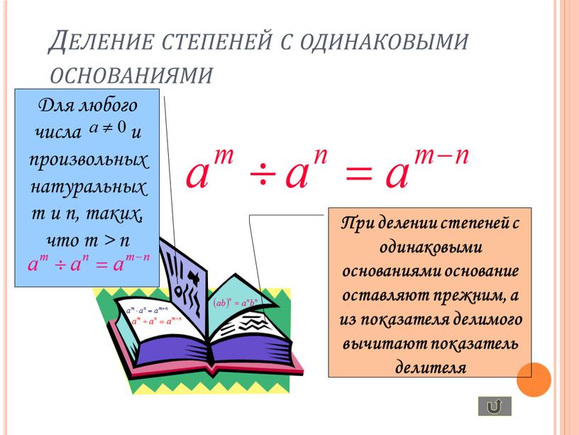 Деление степеней с одинаковыми основаниями