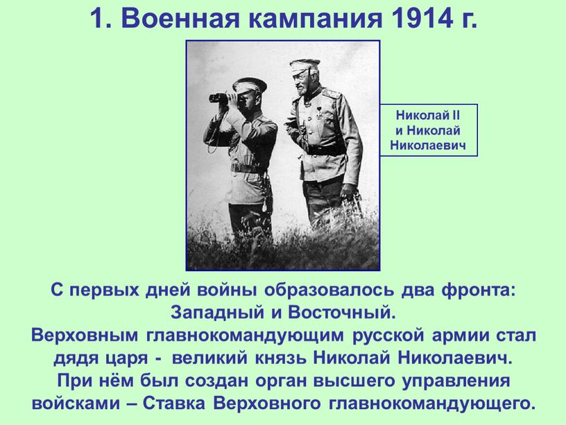 Военная кампания 1914 г. Николай