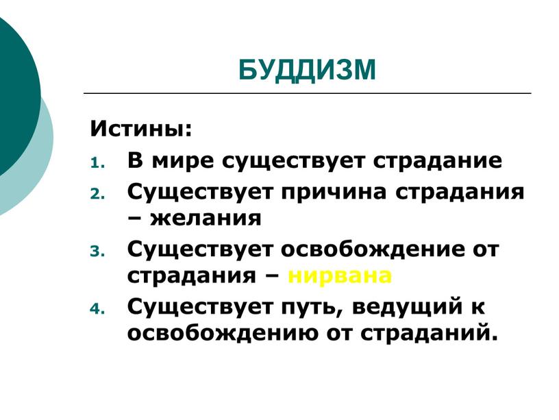 БУДДИЗМ Истины: В мире существует страдание