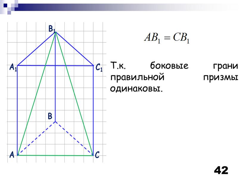 Т.к. боковые грани правильной призмы одинаковы
